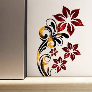 DivineDesigns 61 cm Flower & Colorful Branch Self Adhesive Sticker