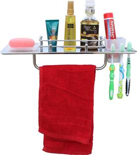 HEXA GOLD soapdish shelf with tumbler Stainless Steel Toothbrush Holder