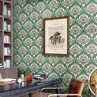 VI कलेक्शन्स 4K Green Damask & Green BG 400 X 45 CM Wall Paper