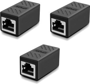 LipiWorld Pack Of 3 RJ45 Joiner RJ45 Ethernet Splitter Ethernet Coupler Female to Female LAN Network Double Socket LAN Internet CAT 5/CAT 6 Adapter Wire Connector
