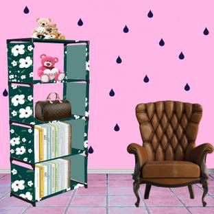 Flipkart Perfect Homes Studio White Lily Print 5 Layer Simple Bookshelf/Multipurpose Rack Metal Open Book Shelf