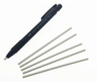 FRKB Eraser Pen Value Pack Round 3.8mm. Precision Tip Eraser with 5 Refills,Black Non-Toxic Eraser
