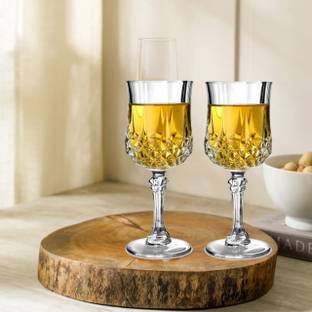 zelovi (Pack of 2) Crystal Wine Glasses - 2 Pieces, Clear, 180ml Vodka Tequila Rum Gin Wine Glass Set Wine Glass
