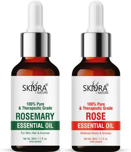 Skiura Nature 100% Pure Rosemary Essential Oil and Rose Essential Oil (Combo of 2) Hair Oil