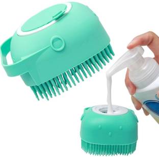 Hachiko Dog & Cat Bath Brush Body Scrubber Shampoo Dispenser Bath Soft Silicone Brush Plain/ Bristle Brushes for  Dog, Cat, Rabbit, Hamster