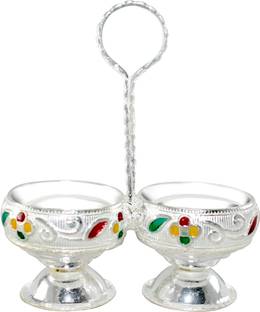 KMJ pure silver kumkum haldi holder / roli chawal box for puja(wt. 22 grams) Silver