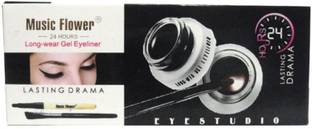 Music Flower PROFESSIONAL JET BLACK EYE LINER GEL FOR LONG LASTING AND SMUDGE PROOF 30 ml