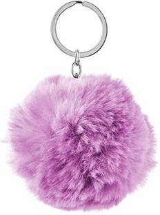 hurrio Fur Fabric Keychain and KePom Pomyring purple Key Chain