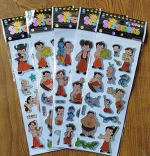 Super Easy 0.7 cm Chhota Bheem Cartoon Character Puffy 3D Cute Funny Stickers (10 Sheets) Self Adhesive Sticker