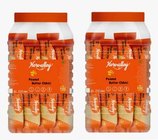 Hervalley Peanut Butter Chikk JAR 50 Pieces of 17g Each (Two JAR) Plastic Bottle