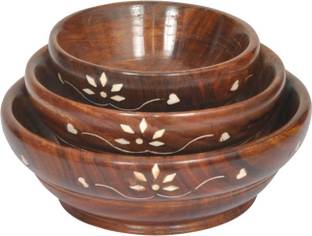 Estival craft Wooden Decorative Bowl Wodden Serving Bowl Set of 3 Serving Bowl / Home Décor / Gift Items