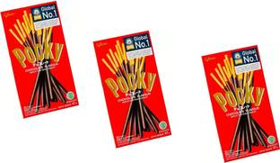 Pocky Chocolate Flavor Biscuit Sticks pack Of 3 | Imported Stick Biscuit Cream Cracker Biscuit