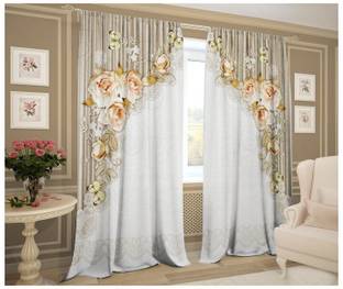 SJV 214 cm (7 ft) Door Polycotton Room Darkening Curtain (Pack Of 2)