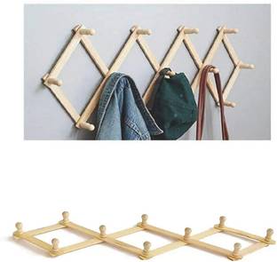 STUFFCOLLECTION Multipurpose Wooden Wall Mounted Cloth Hook Adjustable Hanger Door Hanger