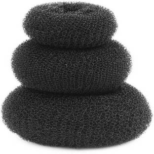 PARAM Hair Donut Pack of 3 | All 3 different sizes (Black) Bun (Black) Bun