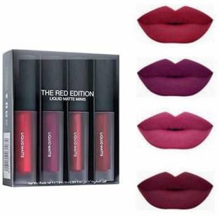 LARA KOSSLER The Red Edition Non Transfer Liquid Matte Lipstick Set 4 Multi Colors ComboPack