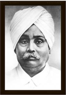 Braj Art Gallery Lala Lajpat Rai Freedom Fighter B&W Portrait Photo Frame Digital Reprint 19.5 inch x 13.5 inch Painting