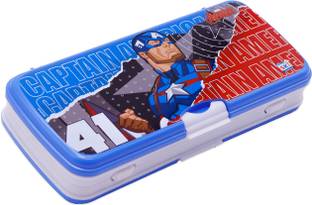 SKI Xylo Big Pencil Box with White Board Captain America Art Plastic Pencil Box