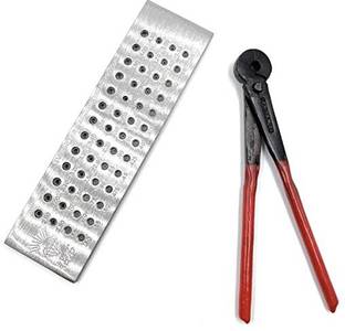 Erasio Tungsten Carbide Insert Steel Wire Drawplate 52Holes Round 0.26mm-4.10mm Die Set Round Nose Plier