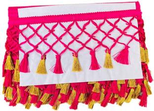 मारुति कृपा एंटरप्राइज़ MAKE PINK AND GOLD TASSELS LACE WIDTH:4 INCH LENGTH:9METER लेस रील