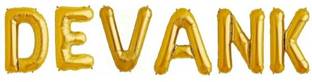 FLIPZONE Solid "DEVANK" Name Decoration Letter Foil Balloon (Gold, Pack of 6)