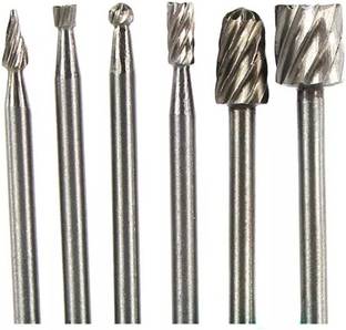 ADAWAT 6Pcs 3MM high speed steel Woodworking Rotary Burr Set File Drill Bit for Wood Carving