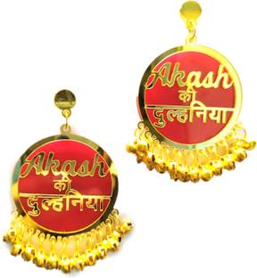 RN COLLECTION DULHANIYA CUSTOM RED Acrylic Earring Set