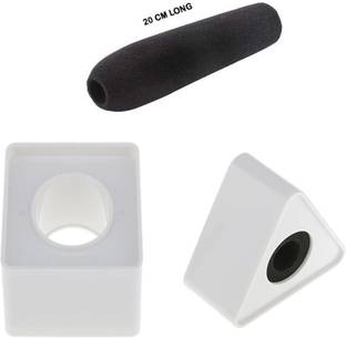 WON 2pcs Triangular and Square Microphone Station Logo - White and 1 Pc Reporter Mike Sponge Windshield