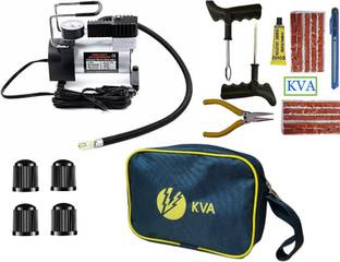 KVA KV-777 Premium with 150 psi Tyre Electric Air Pump for Car & Bike ट्यूबलेस टायर पंक्चर रिपेयर किट