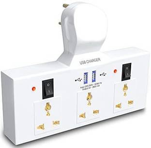 SEAHAVEN Power Champ 2.0 Dual USB Port With 3 Socket Extension Boards (White, 0 m 3  Socket Extension Boards