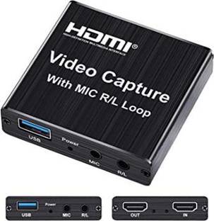 VOOCME MIC R/L Loop Out USB 2.0 Video Capture Card with Phone Game Recording Box Compatible with HDMI Video Capture Live Stream Mic Input. Laptop Accessory