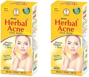 Omni HERBAL ACNE FACE WASH (60x2=120ML) Boys, Girls, Men, Women Face Wash