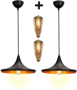 Ample HQ- (WITH EDISON BULB) Modern Round SMALL 10" Tawa Shape Hanging Light, Ceiling Decorative Light, SPOT LIGHT (SET OF 2) Pendant Lamp Ceiling Lamp