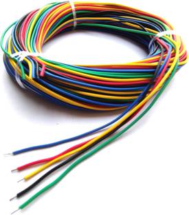 Wizzo (15 Meters) 14/36 Multi Colour Wire {3 Mtr Each Red, Green, Blue, Yellow, Black} Electronic Components Electronic Hobby Kit