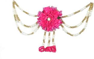 Riya Handcraftejewelry Flower Embellished Latest Design Beaded Multilayered Hair Accessories,Gajra Hair Chain