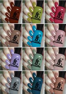 AQ FASHION .New Pastel HD Shine long-lasting stay and Quick Dry Nail Polish Set of 12 Combo Multicolor