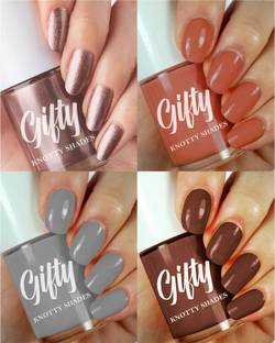 GIFTY No Toxin Nail Lacquer LIIT Combo Pack (Yasss It's LIT) Magical Gold,Strong As Coffee,Smoky Night,Espresso Bean