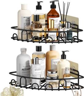 ProductUniverse Bathroom corner/ Rack/ Shelf/Storage Organiser/ Triangle shape/ Pack of 2 Iron Wall Shelf