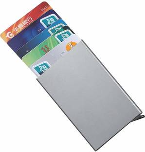 Levin Metal RFID Protected Pop Up Credit Debit Card Holder for Men Women - silver 7 Card Holder