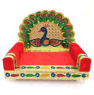 vedanshstore Sofa / chair / palna / Singhasan for 2-no Laddu Gopal ji meenawork Wooden All Purpose Chowki