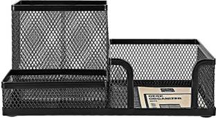 VAVSU 3 Compartments Metal Pencil Holder and Storage Stand for Home,Office and Study Table