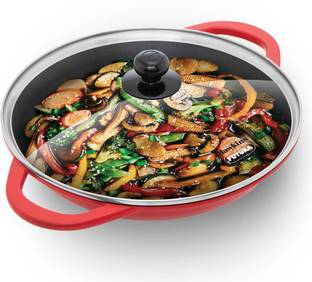 Hawkins Die-Cast Deep-Fry Pan, Glass (IDCSK3G) Kadhai 30.4 cm diameter with Lid 3 L capacity