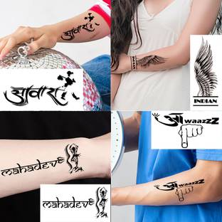 voorkoms Line Word Name God Temporary Tattoos Stickers, Mahadev for men Or Women