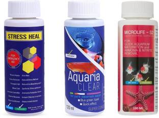 VAYINATO Aquatic Remedies Starter Pack, 3*100ML (Stress Heal+Aquaria Clear+MicroLife S2) Aquarium Tool