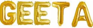 FLIPZONE Solid "GEETA" Name Decoration Letter Foil Balloon (Gold, Pack of 5)