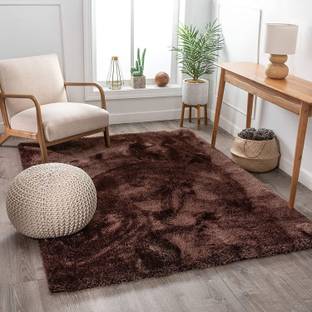 Shag Weaving Brown Polyester Carpet