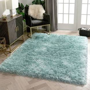 Shag Weaving Light Blue Polyester Carpet