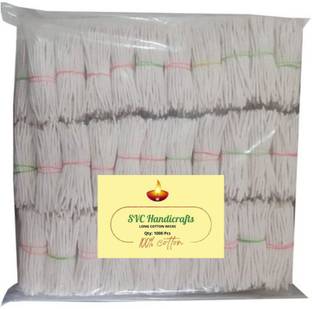 SVC Handicrafts Long Diya Batti for Pooja 1000 pieces Cotton Wick