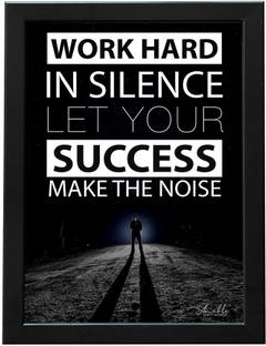 Amable Arts Work Hard Motivational Inspirational Quotes Frame for Wall, Office, Home Digital Reprint 20 inch x 14 inch Painting