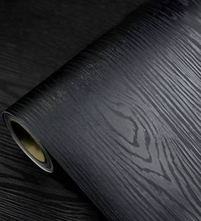 AmazingKarts 304.8 cm Black Wood Waterproof Wallpaper Easy To Clean (304.8 x 45.72 cm) Self Adhesive Sticker
